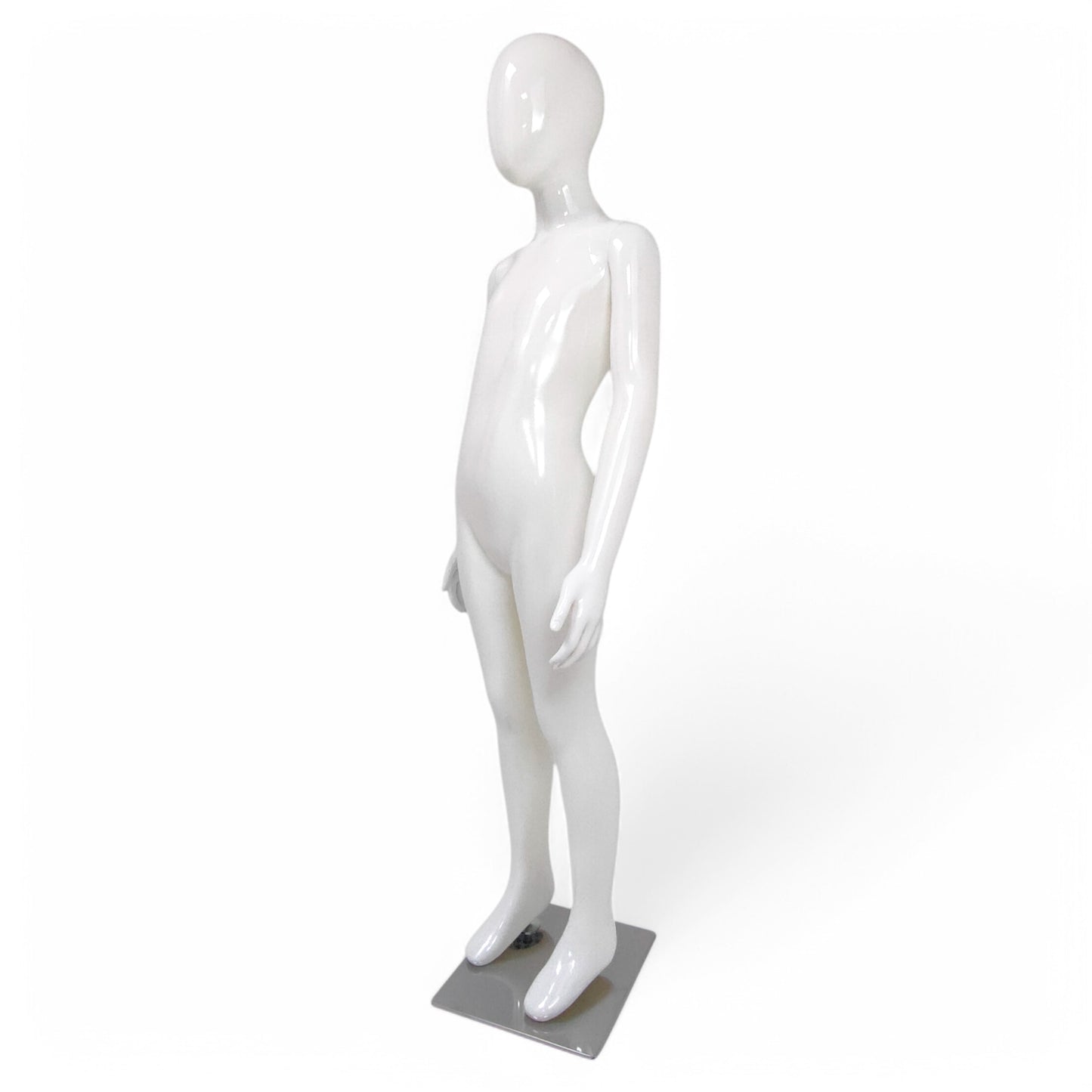 Child Plastic Egg Head Display Mannequin – Glossy White-135cm