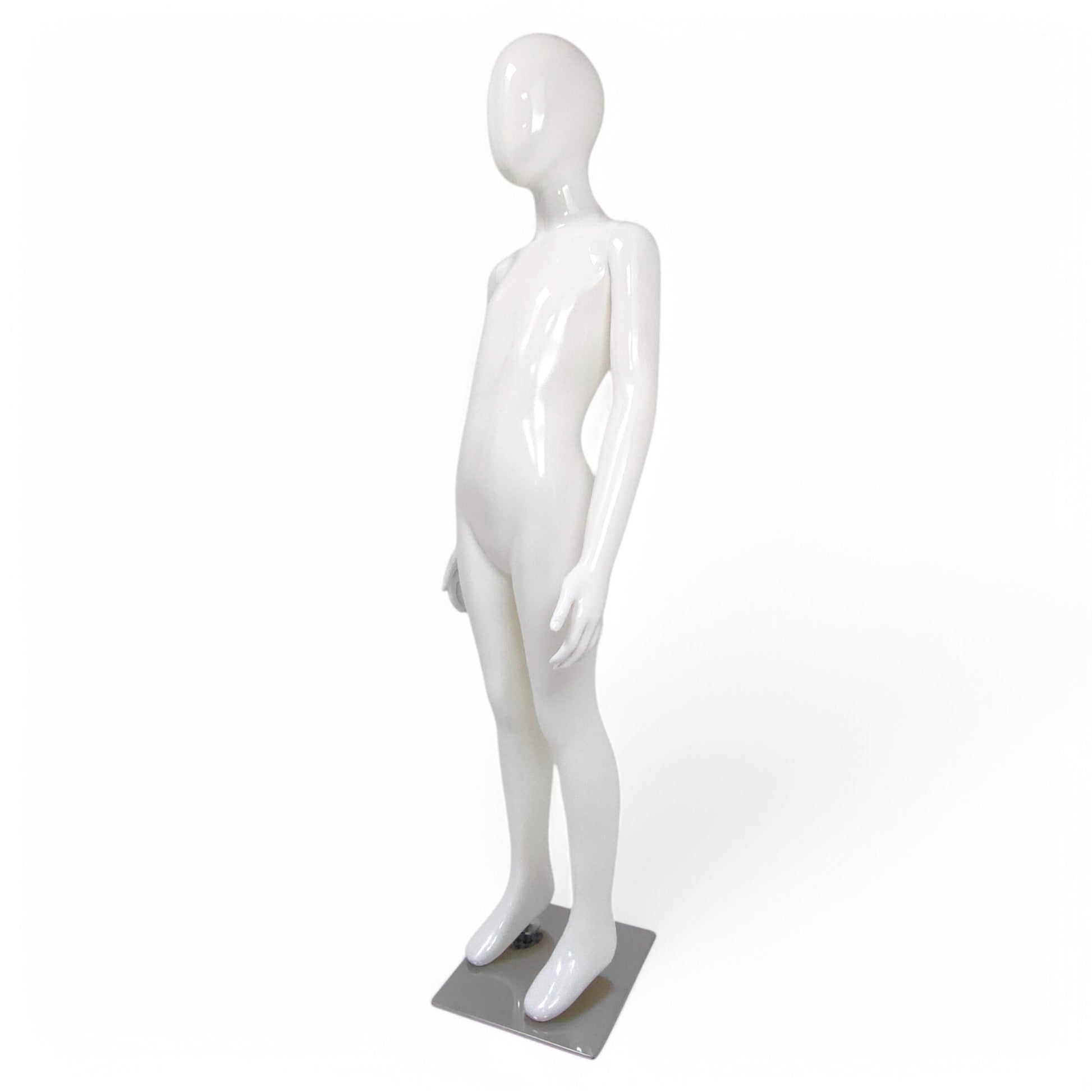 Child Plastic Egg Head Display Mannequin – Glossy White-135cm