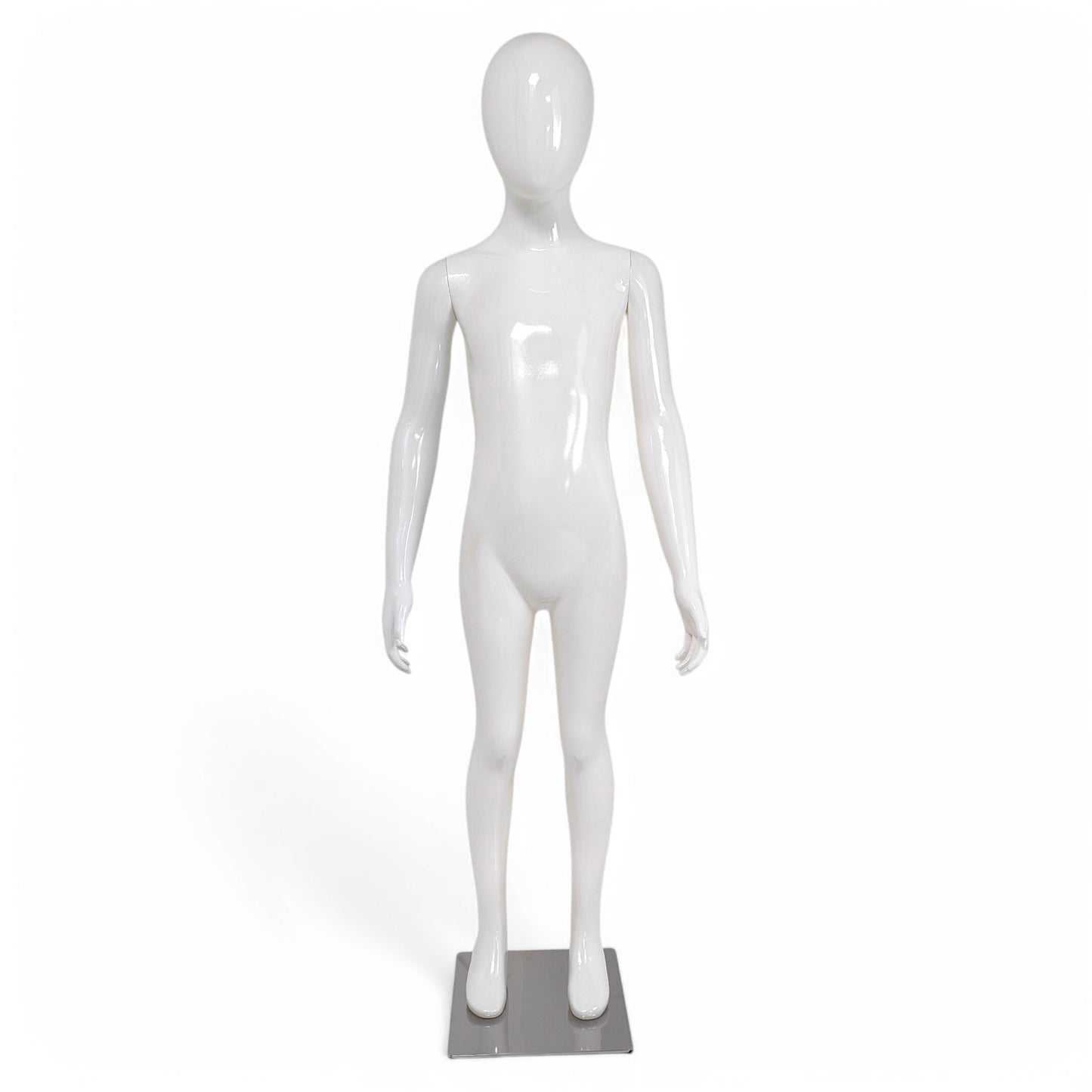 Child Plastic Egg Head Display Mannequin – Glossy White-135cm
