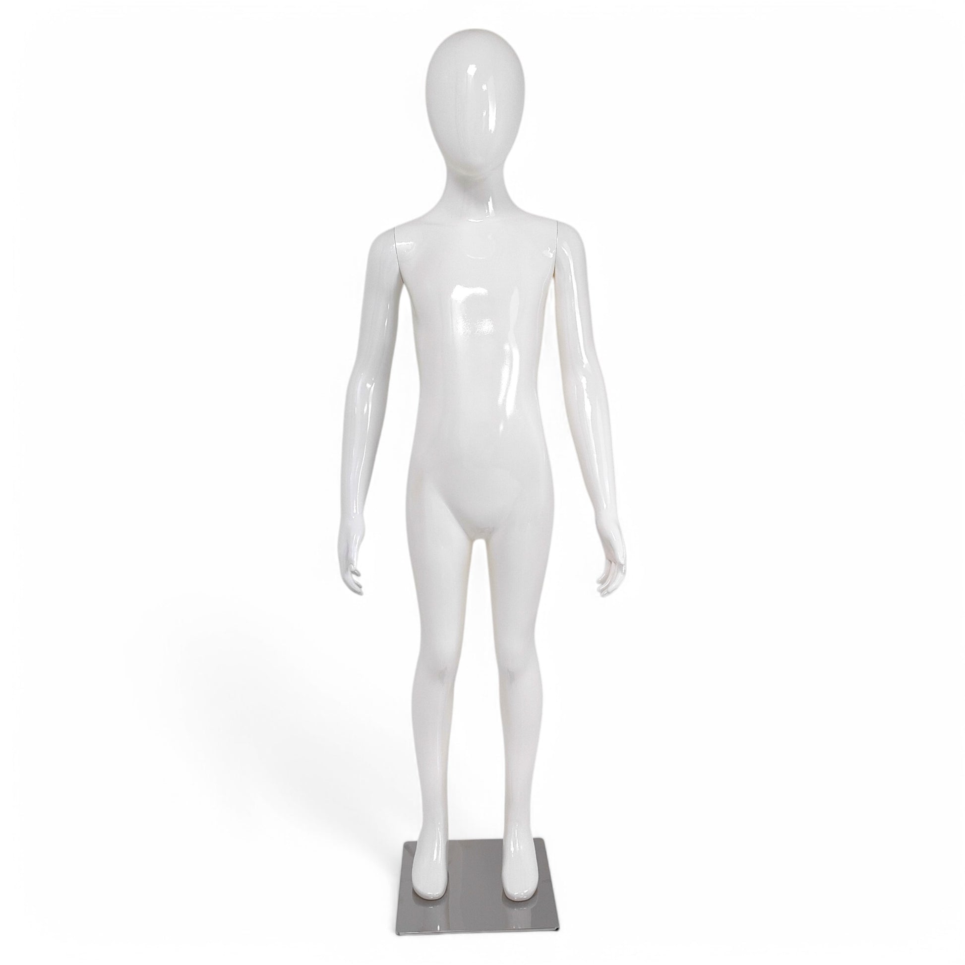 Child Plastic Egg Head Display Mannequin – Glossy White-135cm