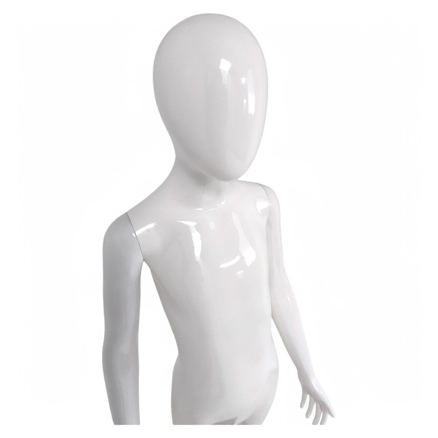 Child Plastic Egg Head Display Mannequin – Glossy White-135cm