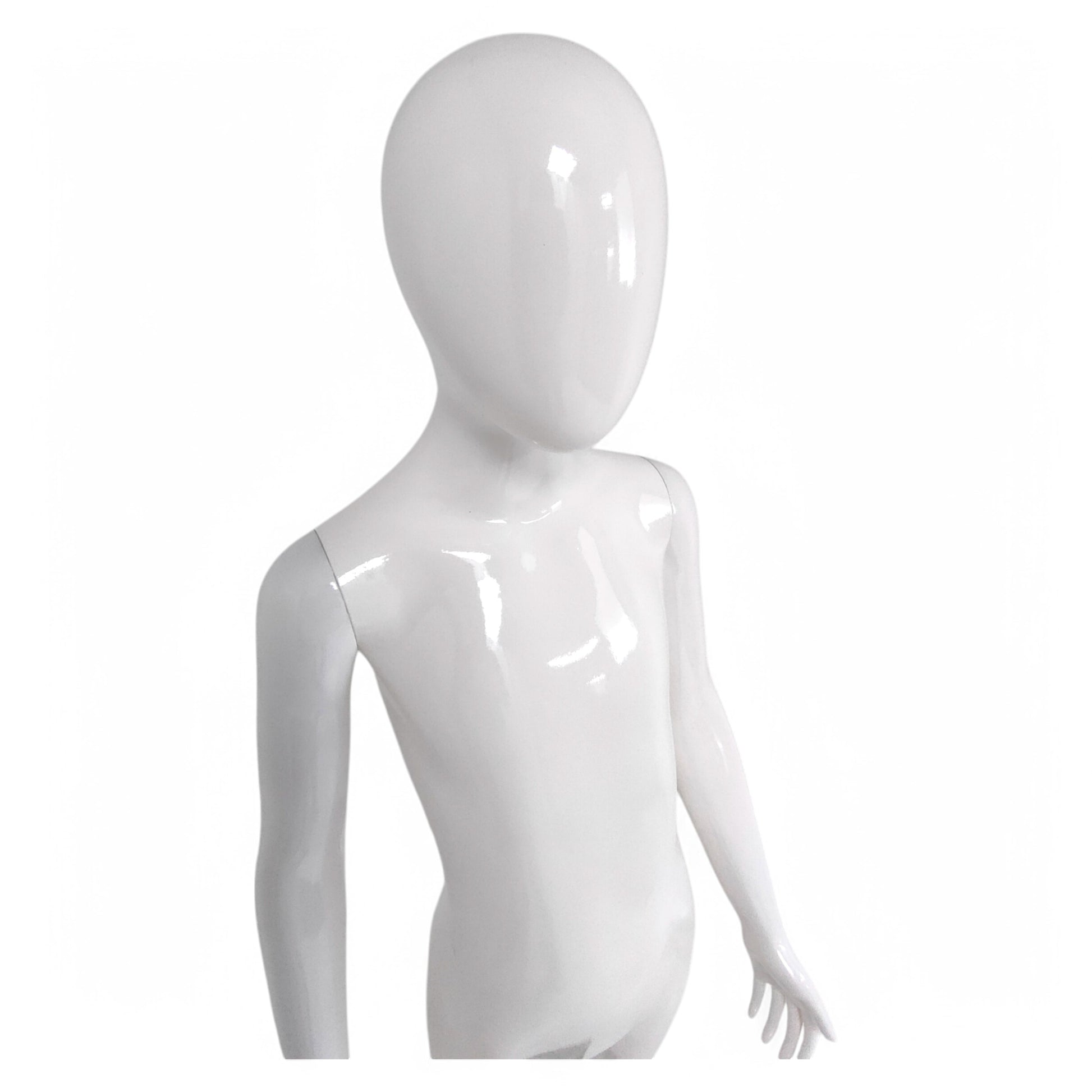 Child Plastic Egg Head Display Mannequin – Glossy White-135cm