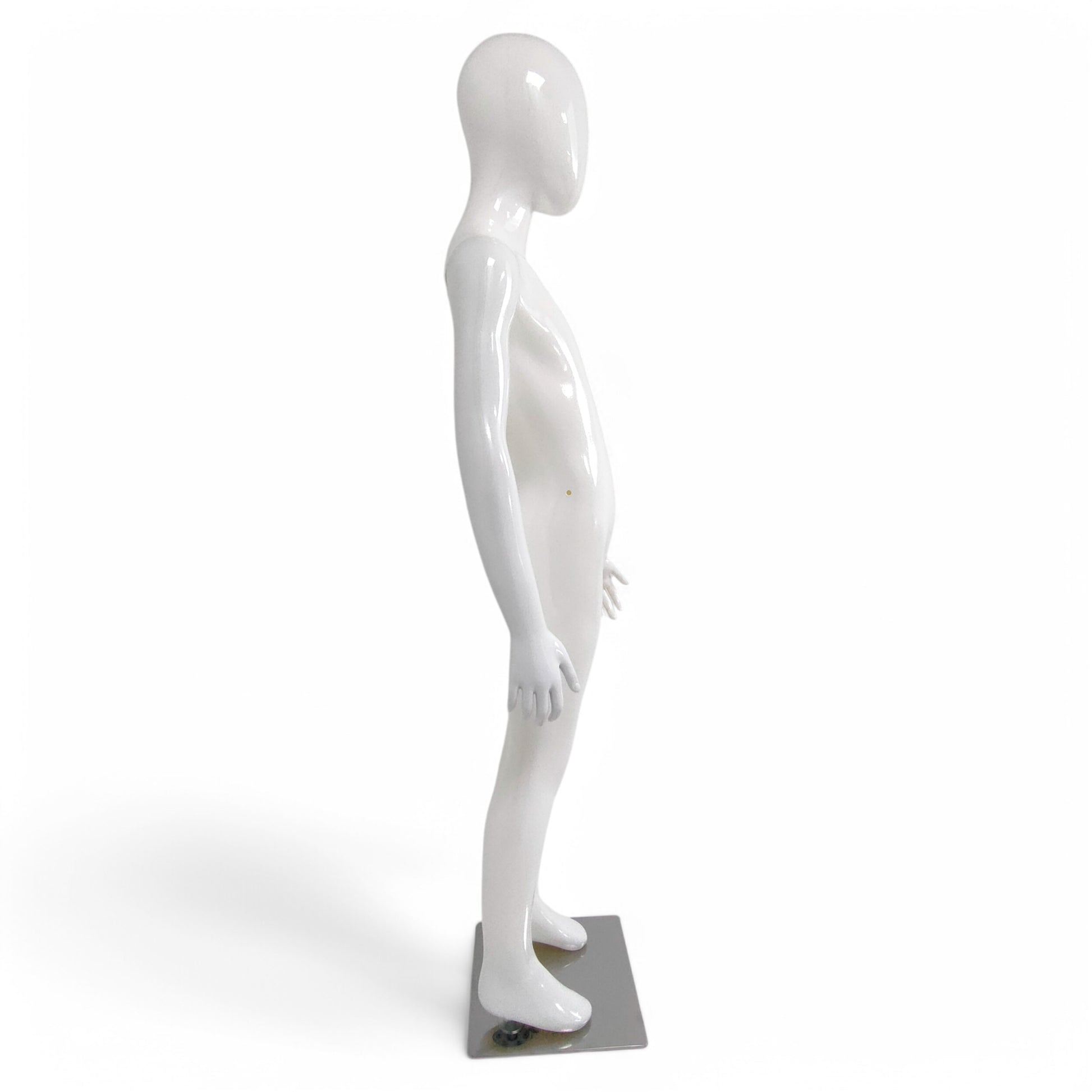 Child Plastic Egg Head Display Mannequin – Glossy White-135cm