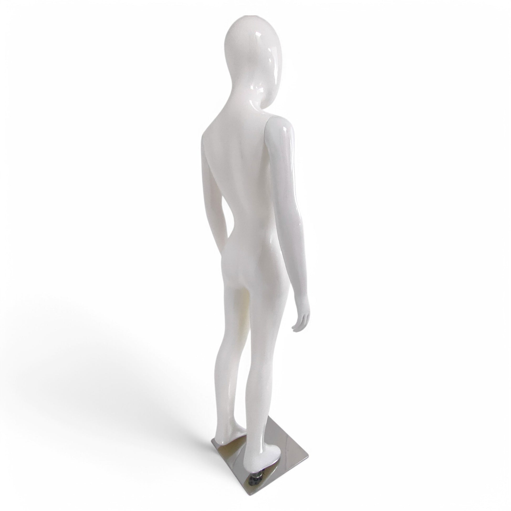 Child Plastic Egg Head Display Mannequin – Glossy White-135cm