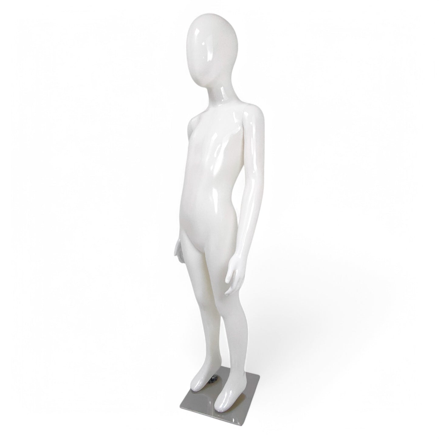 Child Plastic Egg Head Display Mannequin – Glossy White-135cm