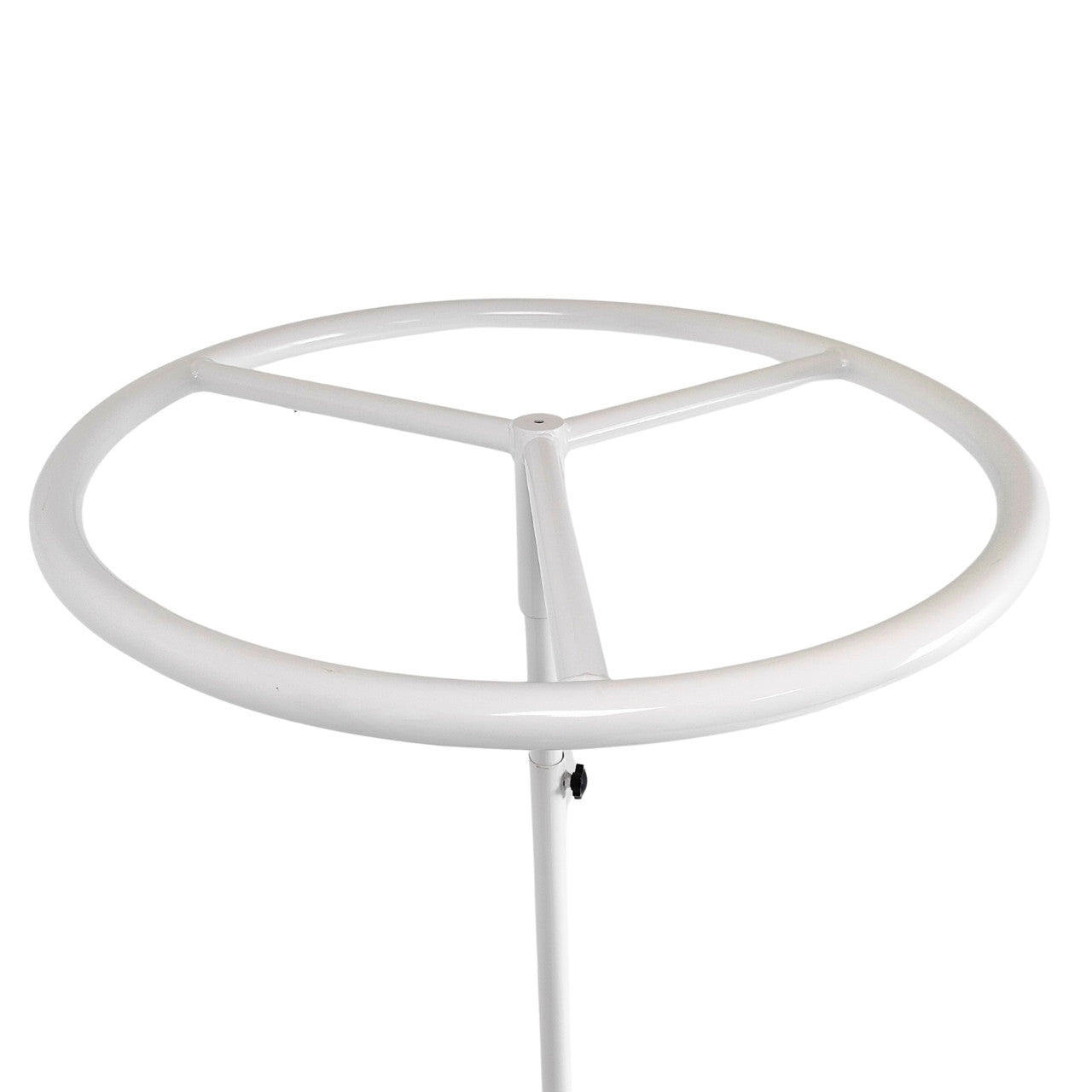 White Garment Rail Clothes Display Rack, Circular Fashion, Adjustable Height Stand
