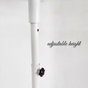 White Garment Rail Clothes Display Rack, Circular Fashion, Adjustable Height Stand