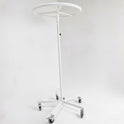 White Garment Rail Clothes Display Rack, Circular Fashion, Adjustable Height Stand