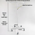 White Garment Rail Clothes Display Rack, Circular Fashion, Adjustable Height Stand