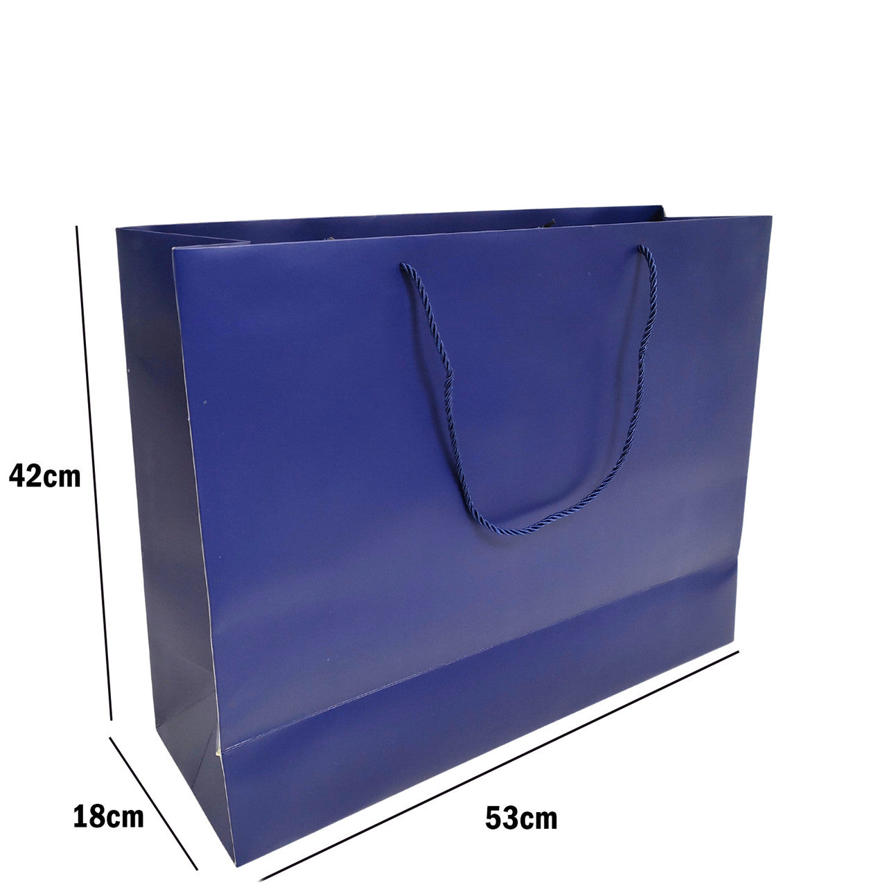 Blue Paper Carrier Bags with Rope Handles – Various Sizes and Matt Finishes