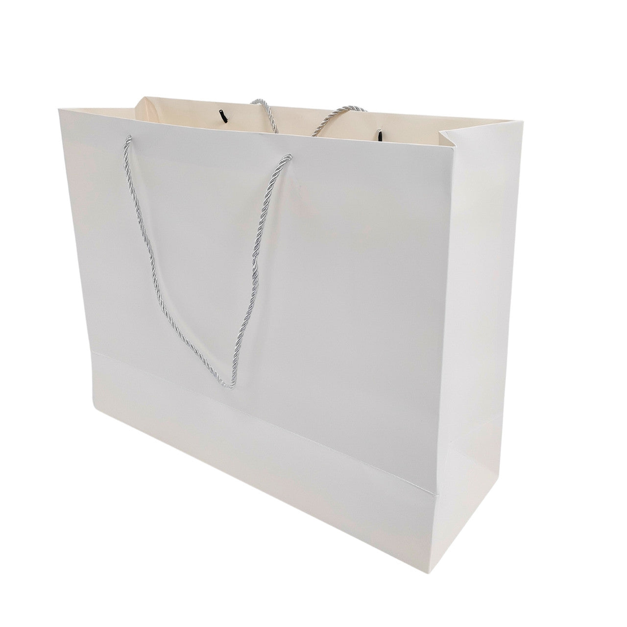 White Paper Carrier Bags with Rope Handles – Various Sizes and Matt Finishes