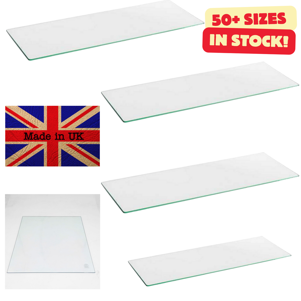 Clear Tempered Glass Shelf Panel Storage Sheet Shelving Display Bathroom Shelves