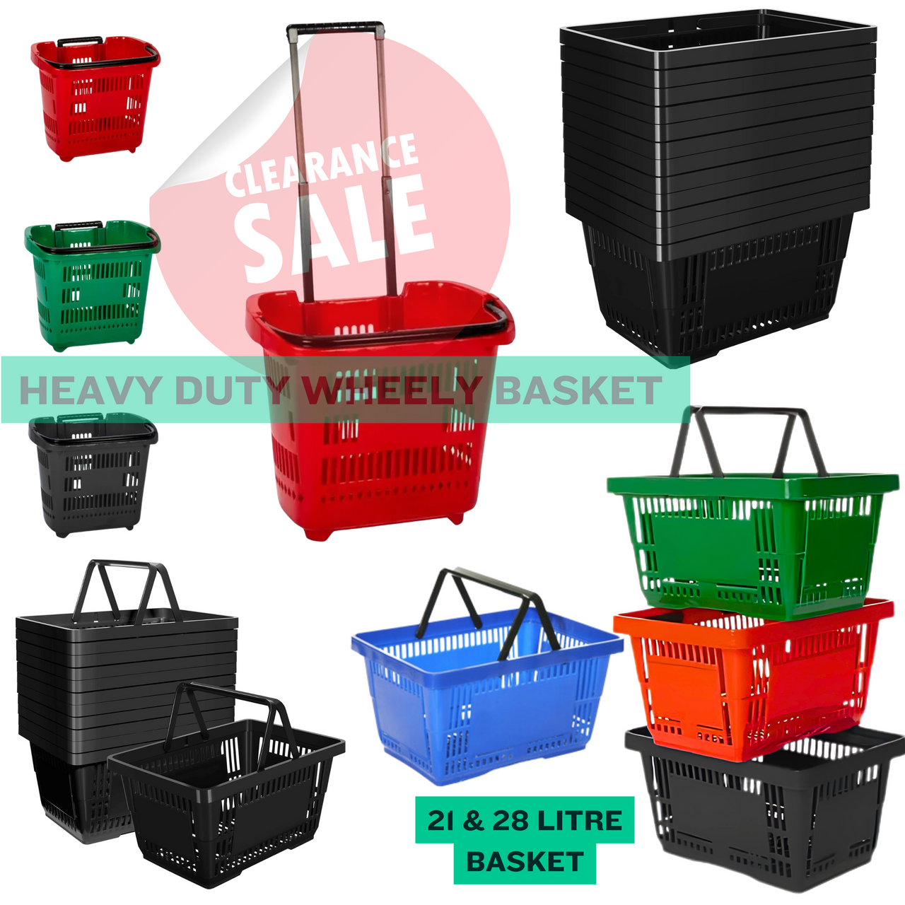Plastic Shopping Basket with handles Plastic Shopping Basket - 22L,28L, 31L
