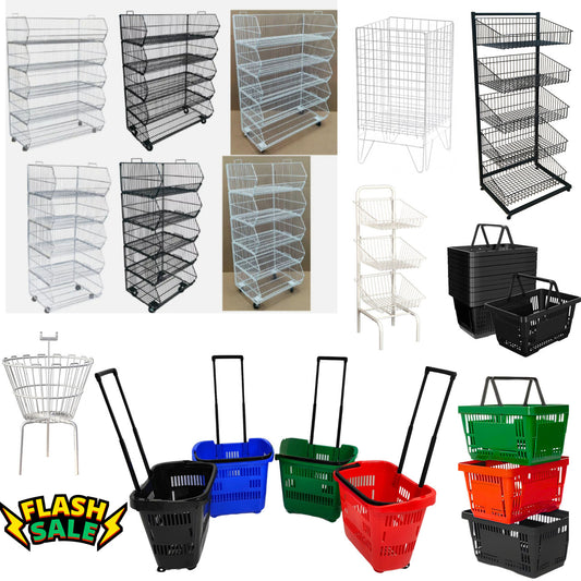Retail Shop Supermarkets Stacking Shopping Baskets Metal Plastic Retail Display