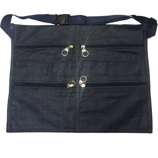 6 Pocket Blue Denim Market Trader Money Belt Bag Apron Pouch Adjustable Waist Strap