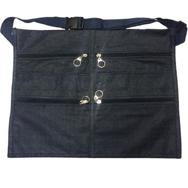 6 Pocket Blue Denim Market Trader Money Belt Bag Apron Pouch Adjustable Waist Strap