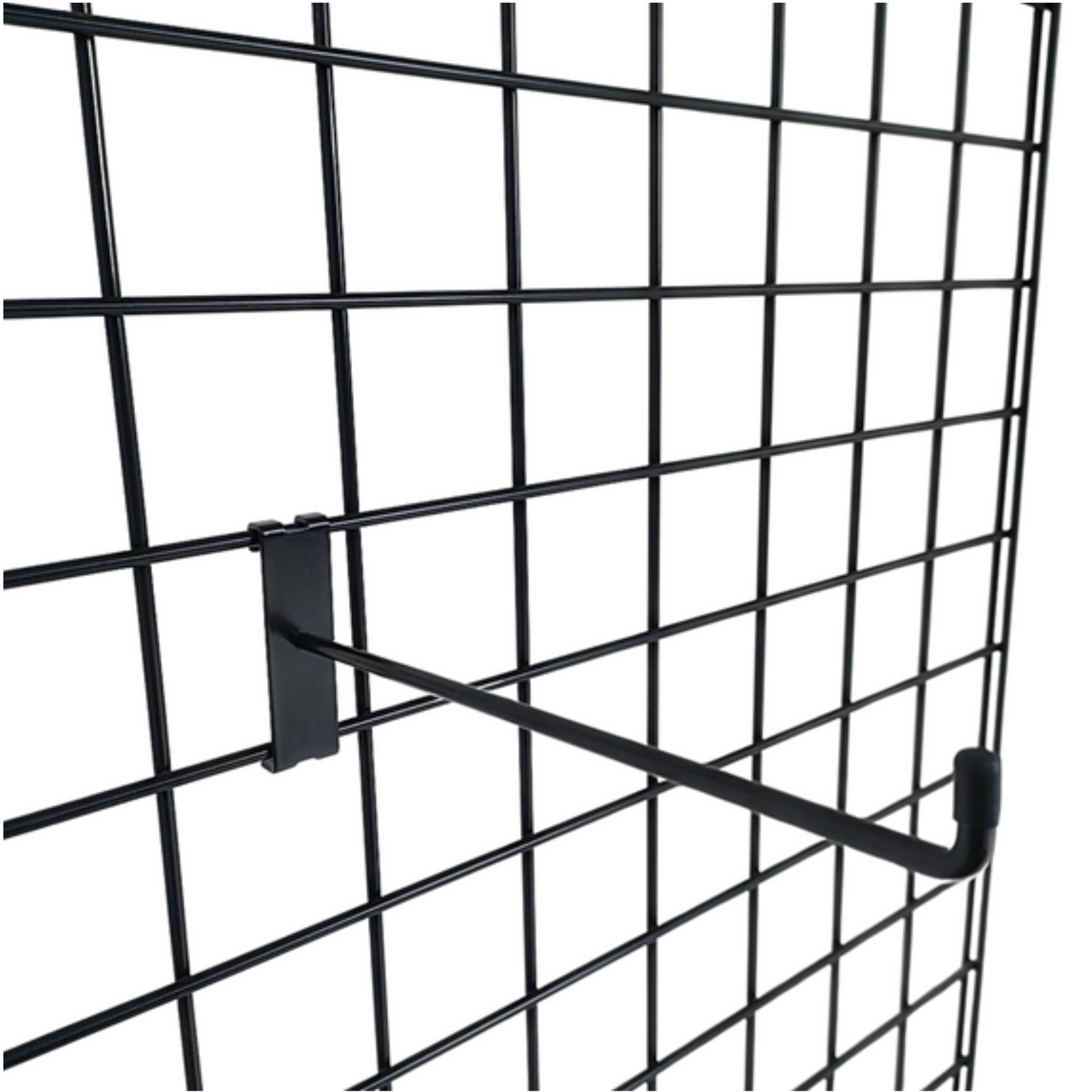 10" Black Grid Mesh Hooks Single Prong Shop Display