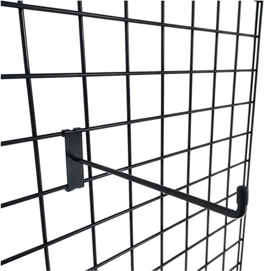 10" Black Grid Mesh Hooks Single Prong Shop Display
