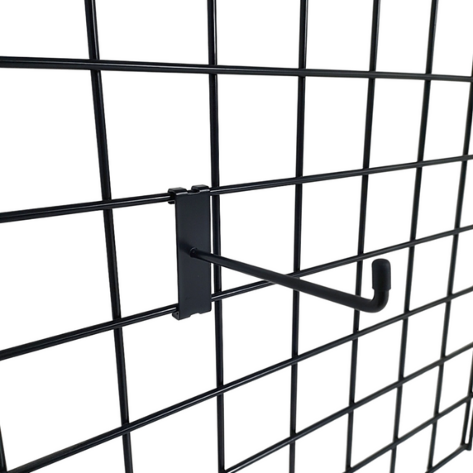 6" Black Grid Mesh Hooks Single Prong Shop Display