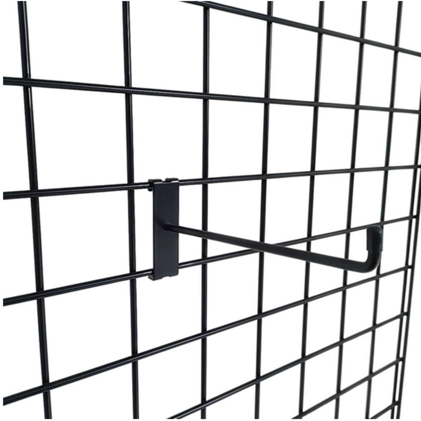 8" Black Grid Mesh Hooks Single Prong Shop Display