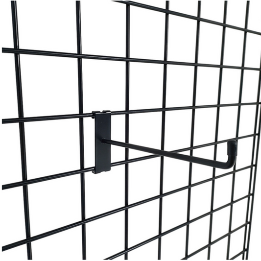 8" Black Grid Mesh Hooks Single Prong Shop Display
