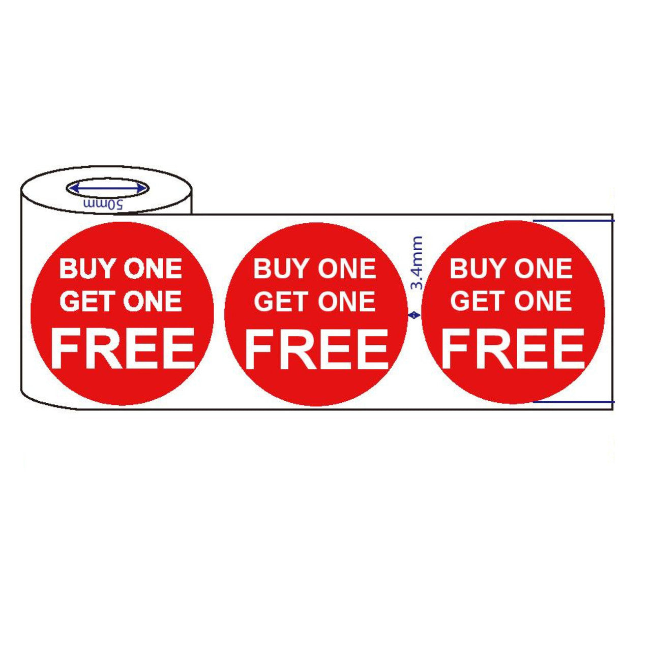 500x45mm Red Self-Adhesive Promotional Price Labels for Retail Buy One Get One Free