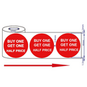 500x45mm Red Self-Adhesive Promotional Price Labels for Retail Buy One Get One Half Price