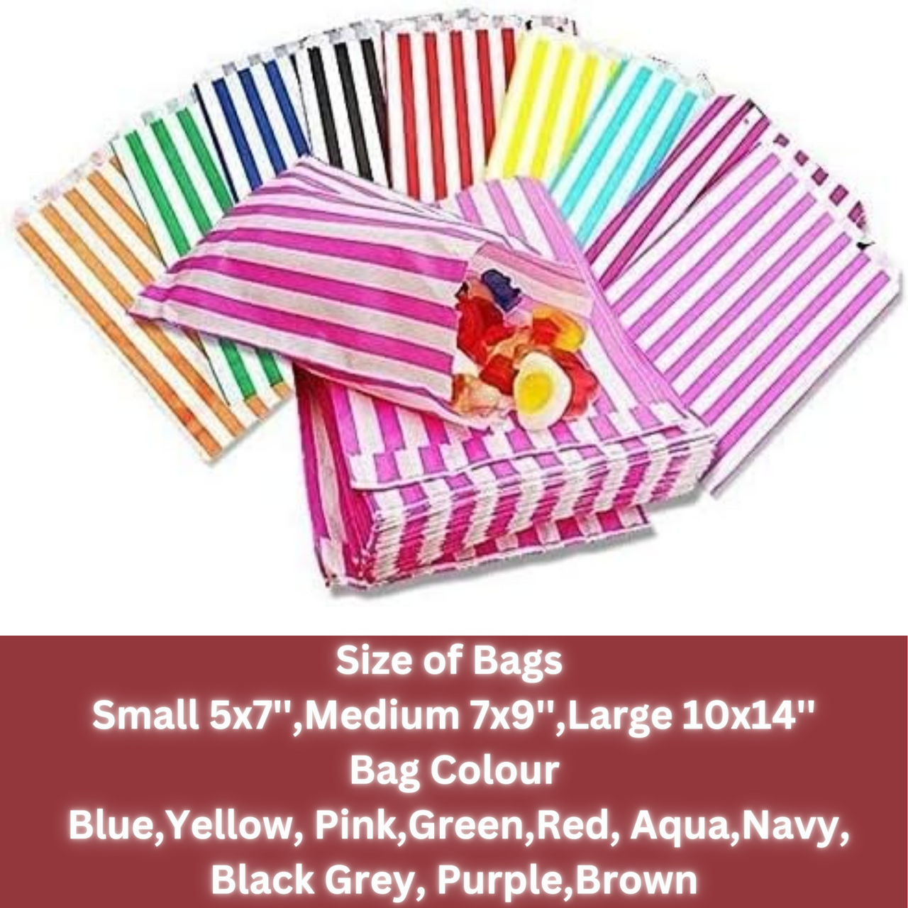 Candy Stripe Paper Bags Party Wedding Cake Sweet Treat Pick & Mix Gift Shop Bag