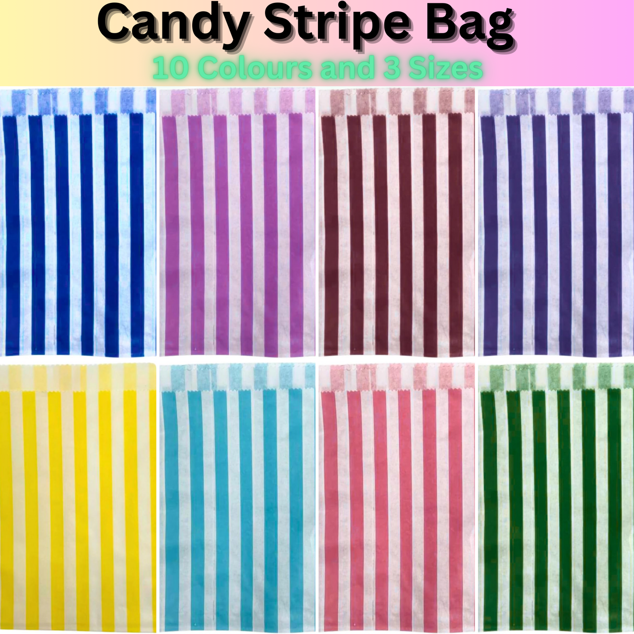 Candy Stripe Paper Bags Party Wedding Cake Sweet Treat Pick & Mix Gift Shop Bag