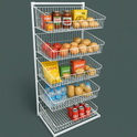 White 5 Tier Single Side Display Baskets-65cm