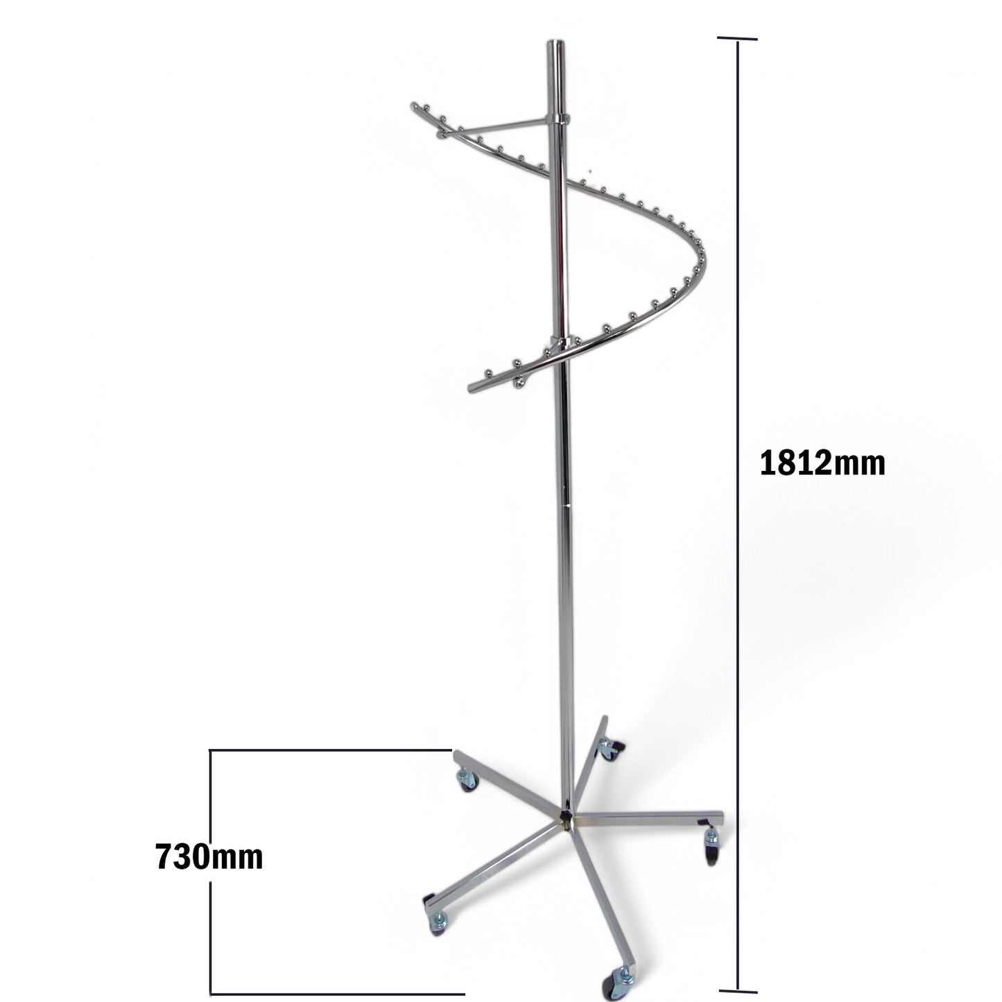 Chrome Spiral Clothes Rail Display Stand with Castors