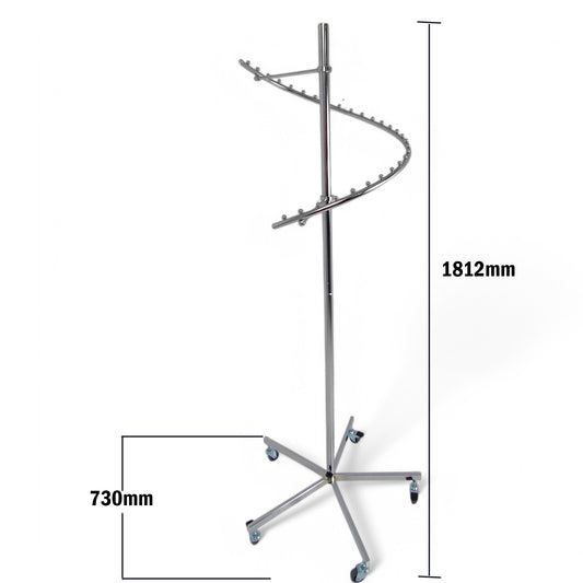 Chrome Spiral Clothes Rail Display Stand with Castors