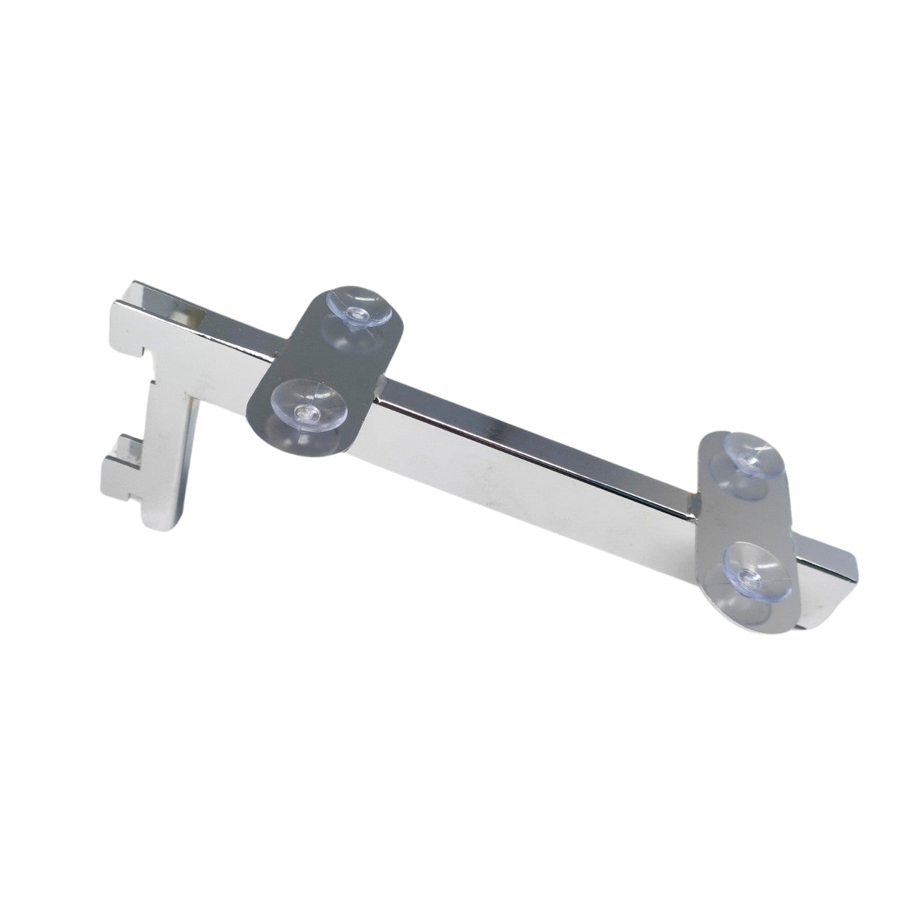 Chrome Glass Shelf Brackets For Upright Dual Suction Pad For Holding 2 Glass