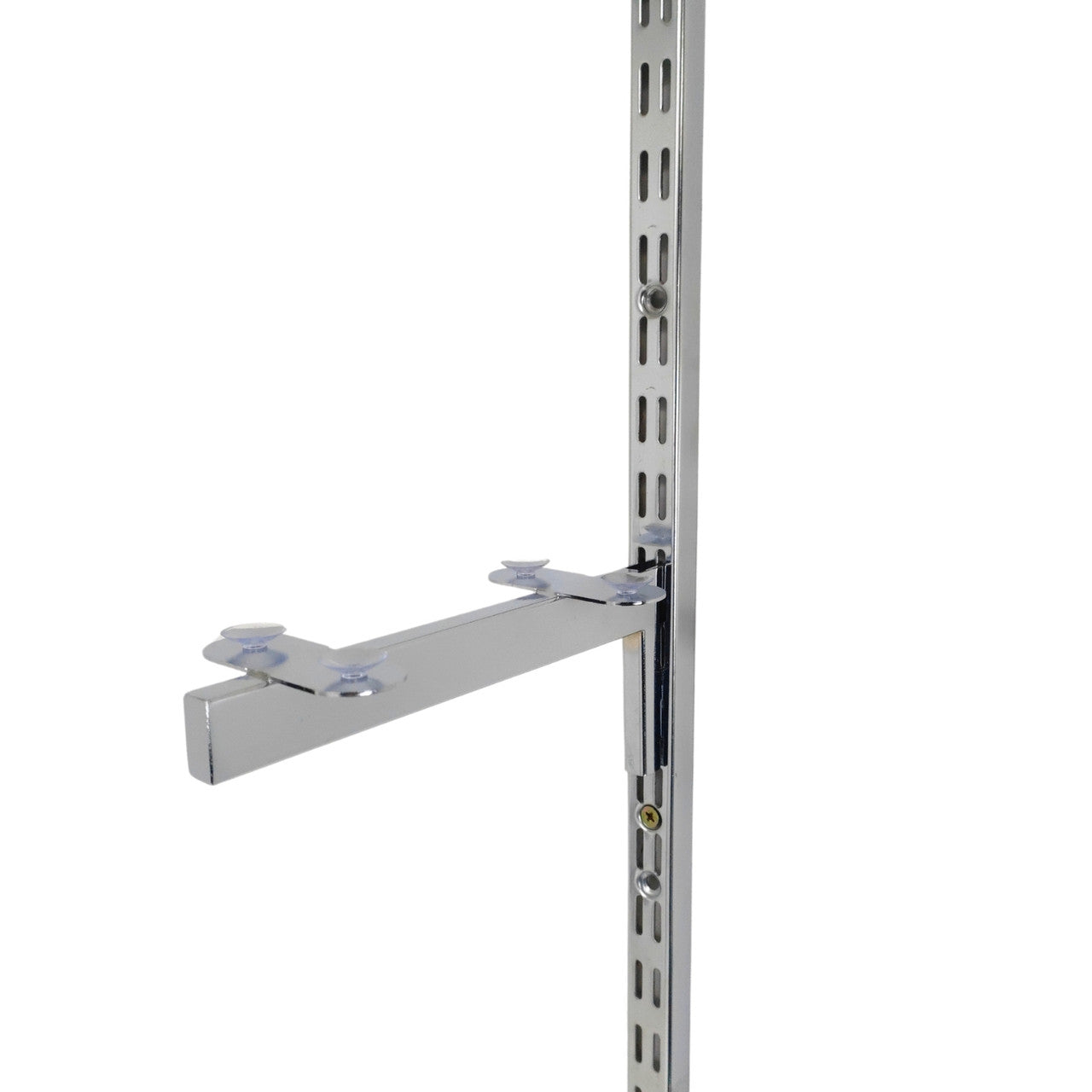 Chrome Glass Shelf Brackets For Upright Dual Suction Pad For Holding 2 Glass