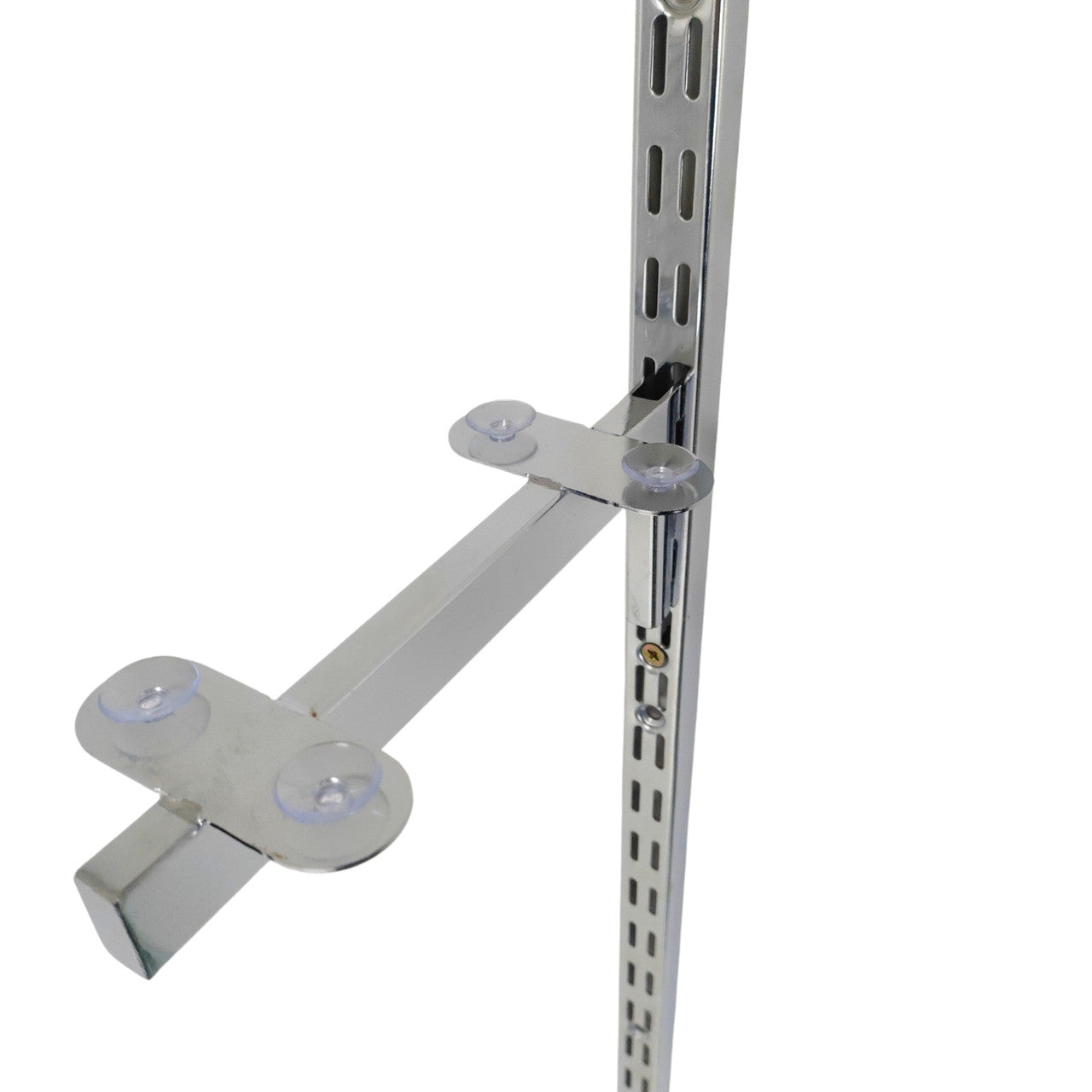 Chrome Glass Shelf Brackets For Upright Dual Suction Pad For Holding 2 Glass