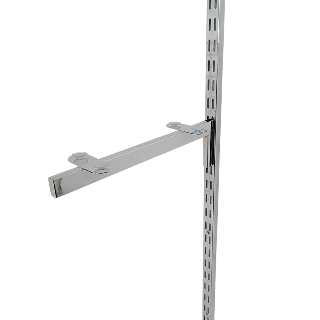 Chrome Glass Shelf Brackets For Upright Dual Suction Pad For Holding 2 Glass