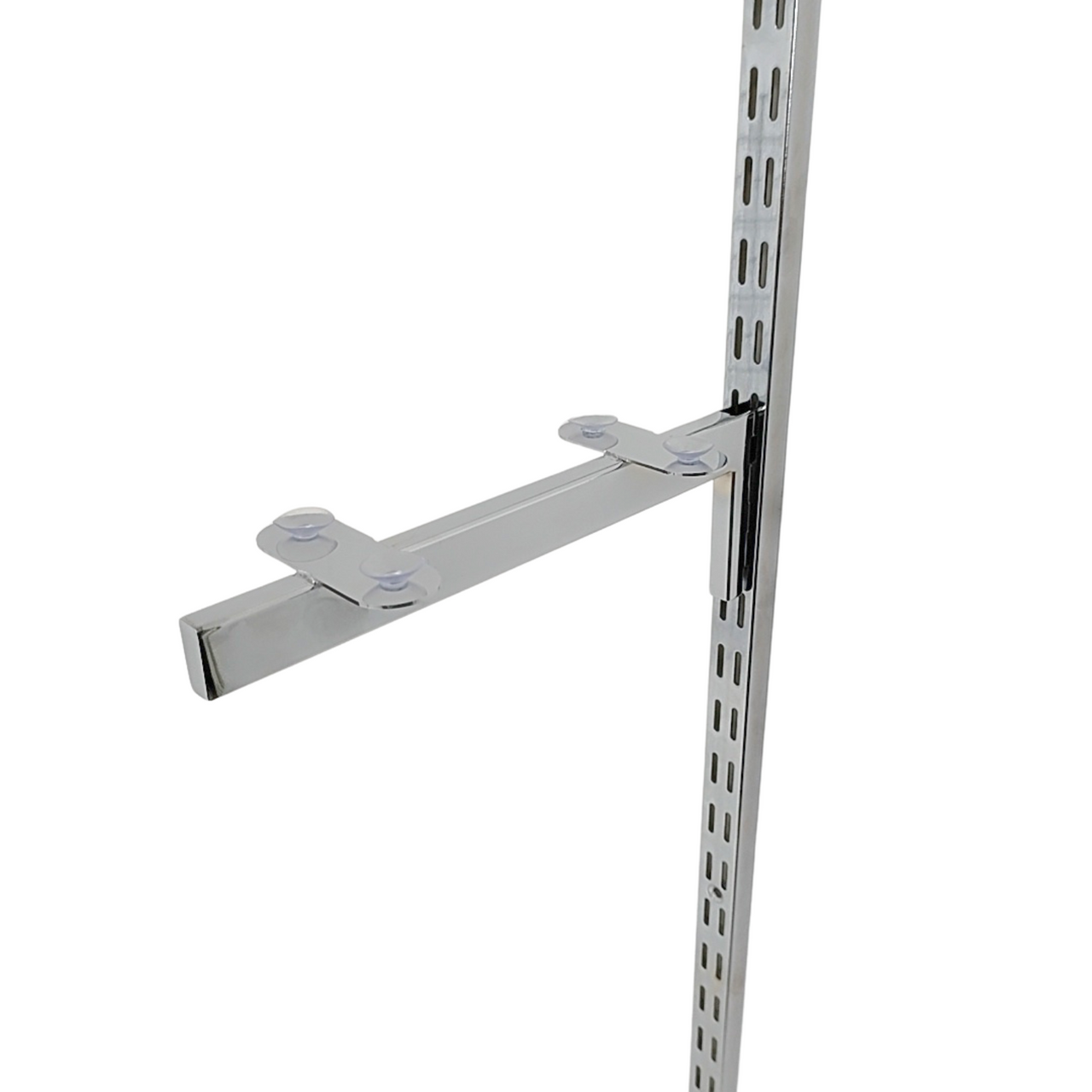 Chrome Glass Shelf Brackets For Upright Dual Suction Pad For Holding 2 Glass