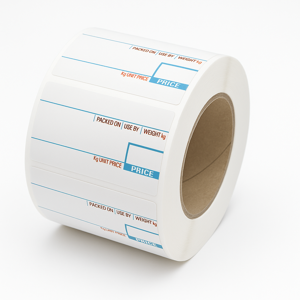 58 × 40 mm Thermal Scale Label Rolls – CAS Compatible – 750 Labels Roll 40 mm Core 2‑Colour