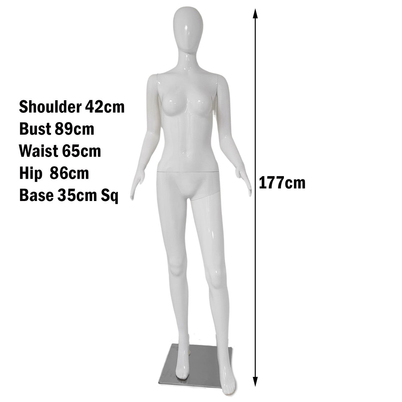 Glossy Female Plastic Display Egg Head Mannequin – White Gloss