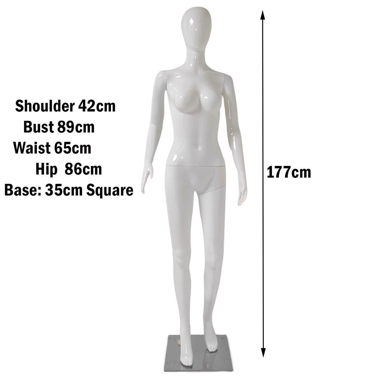 Female Plastic Display Egg Head Mannequin – White Gloss
