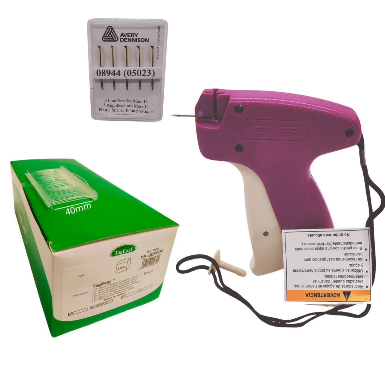 GP fine Fabric Tagging Gun System + Barbs Kimble Tag Label for Clothes + NEEDLES