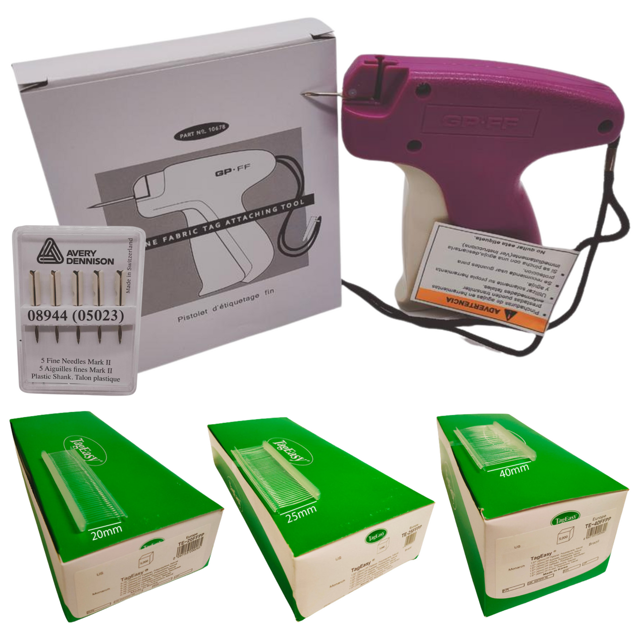 GP fine Fabric Tagging Gun System + Barbs Kimble Tag Label for Clothes + NEEDLES