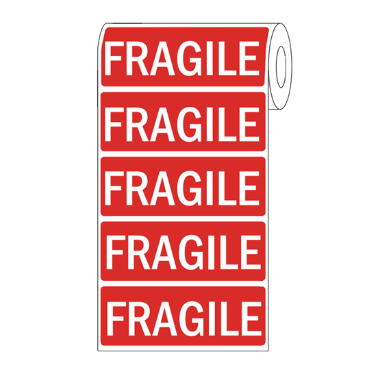 Fragile Parcel Labels - 89x32mm Self-Adhesive Stickers Pack