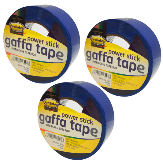3 x Gaffa Duct Waterproof 50mm x 50m Premium Gaffer Tape Cloth BLUE