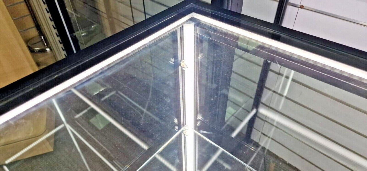 Black Aluminium Storage Counter Showcase 120cm Display Retail Shop Fitting