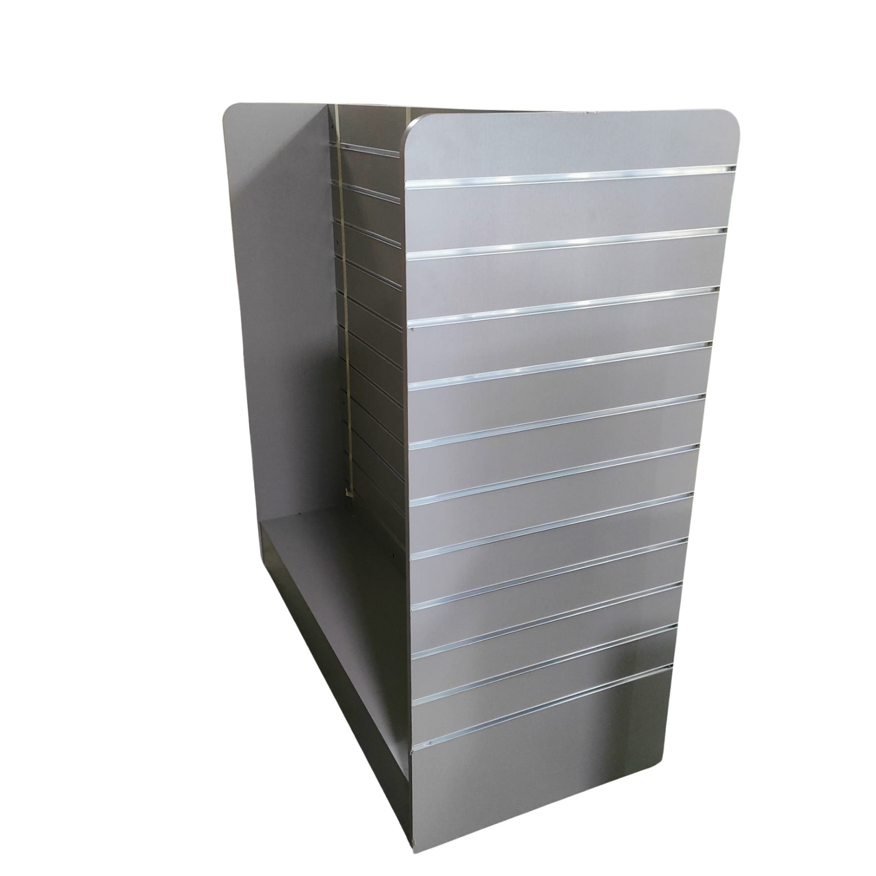 H Shape Slatwall Gondola With Aluminium Inserts Display Area - 4.32m²-Grey