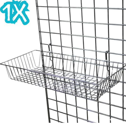 1x New Slatwall Gridmesh Shallow Wire Basket Size (24x 12x 4) Inches