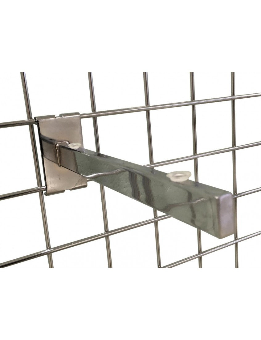 Glass Shelf Brackets (Pair) For Grid Mesh Shop Fittings Heavy Duty In Chrome