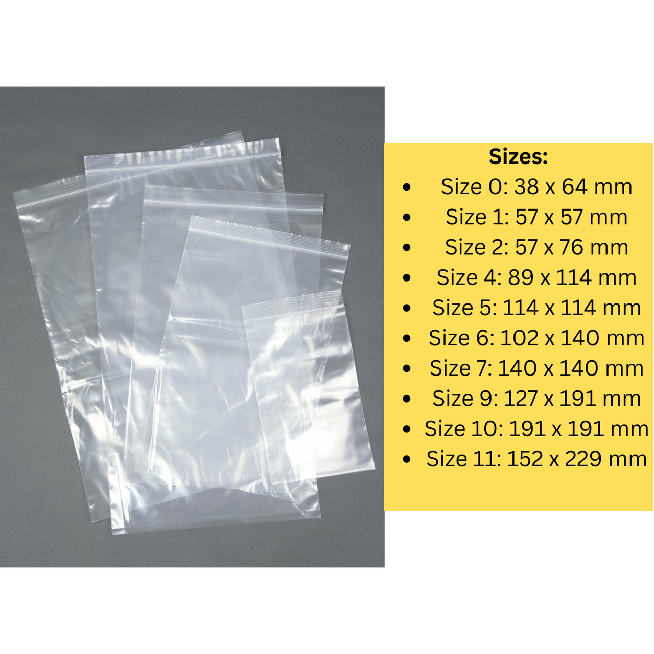Self Resealable Bags Polythene Grip Seal Bags Clear Poly Plastic Zip Lock