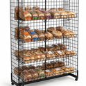 7ft H-Shape Grid Mesh Gondola Display Stand with Wheels – Double-Sided Retail Gridwall Merchandiser with Shelves